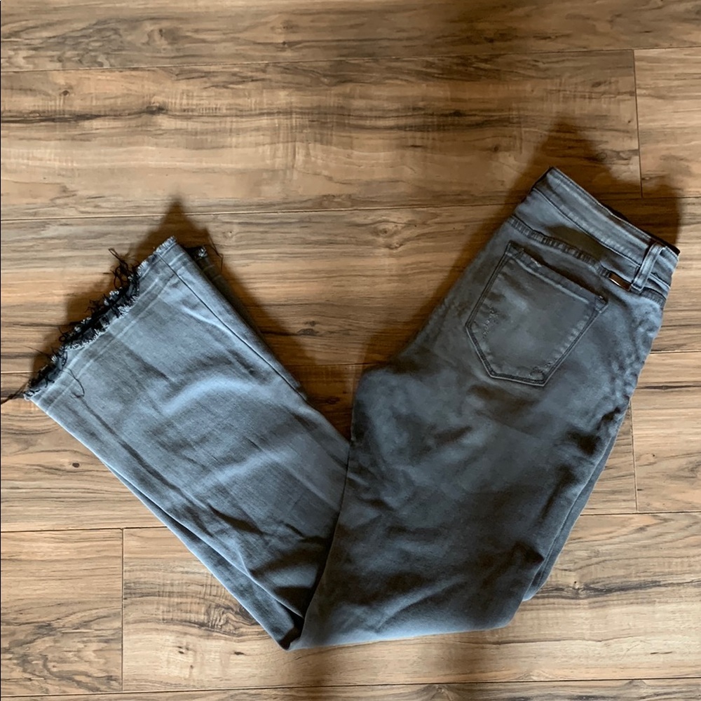 Women KanCan Black Stone Washed Flare Bootcut Bell Bottom Distressed Jeans 11/29